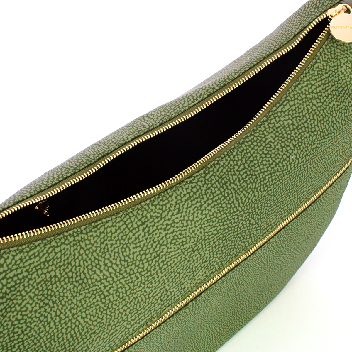 Borbonese Borsa Luna Bag Medium con taschino in Nylon Riciclato Verde Militare - 4