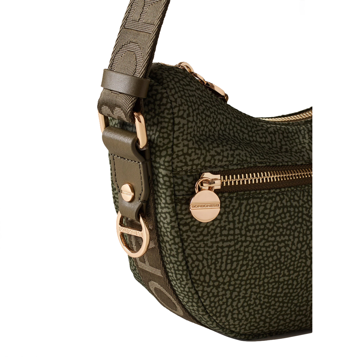 Borbonese Mini Borsa Luna Bag con taschino Verde Militare - 5