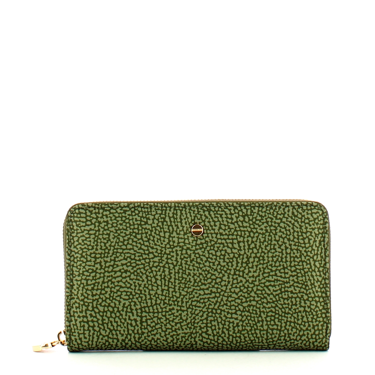 Borbonese Portafoglio RFID in Nylon Riciclato Zip Around Verde Militare - 1