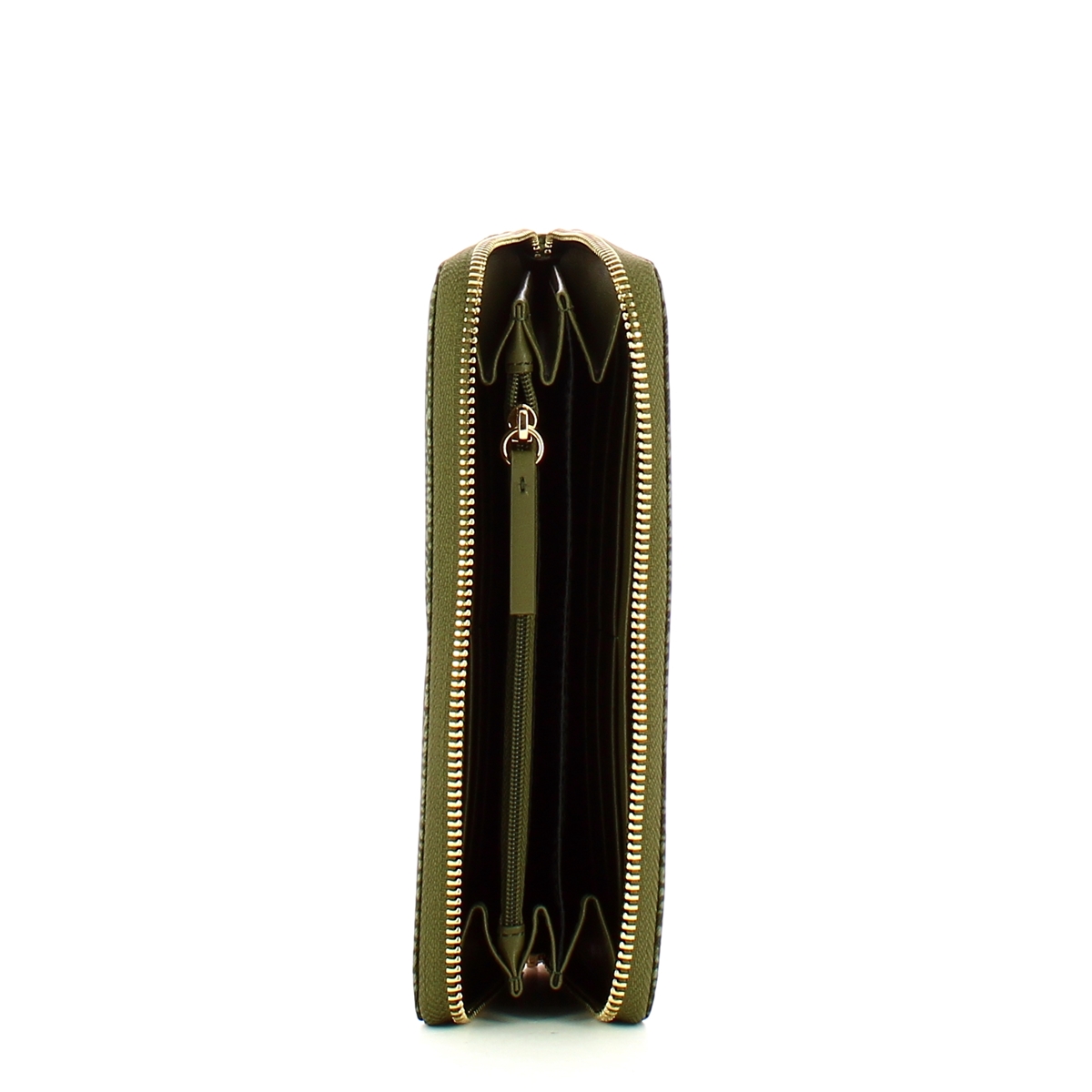 Borbonese Portafoglio RFID in Nylon Riciclato Zip Around Verde Militare - 3
