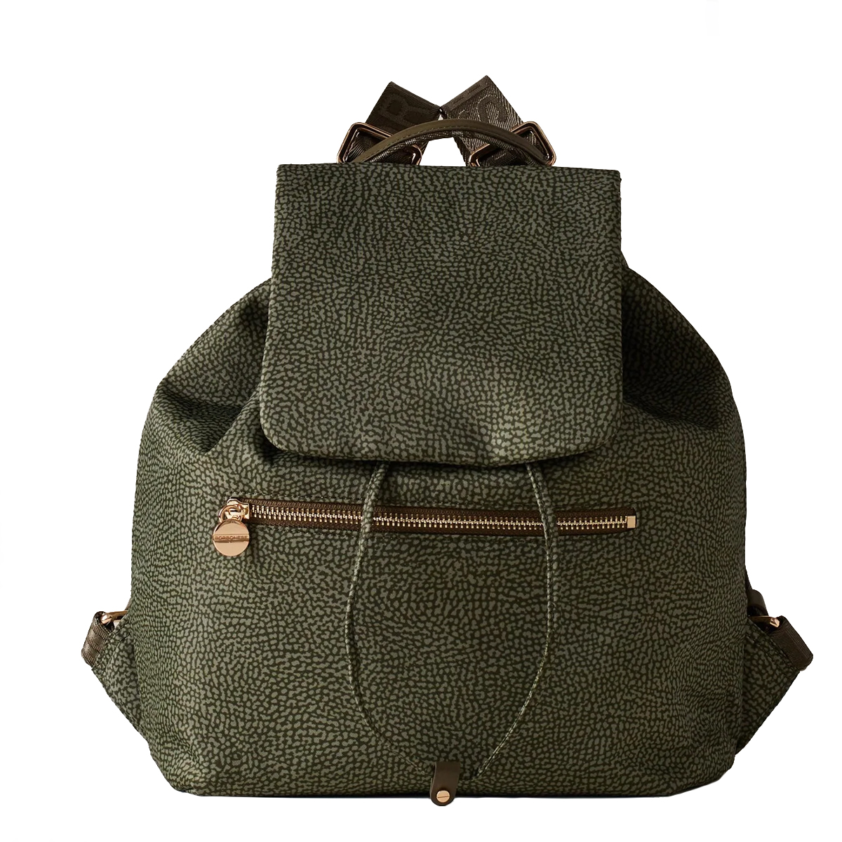 Borbonese Zaino Medium in Nylon Riciclato Verde Militare - 1 Borbonese Zaino Medium in Nylon Riciclato Verde Militare - 1