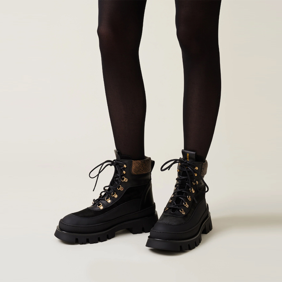 Borbonese Combat Boot Pedula Nero OP Naturale - 2 Borbonese Combat Boot Pedula Nero OP Naturale - 2
