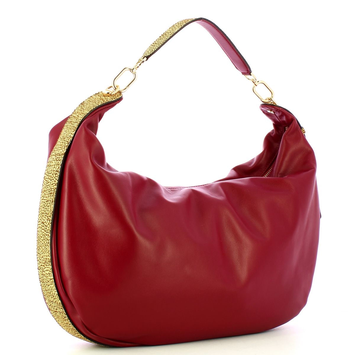Borbonese Hobo Bag Oyster Large Borgogna OP Naturale - 2 Borbonese Hobo Bag Oyster Large Borgogna OP Naturale - 2