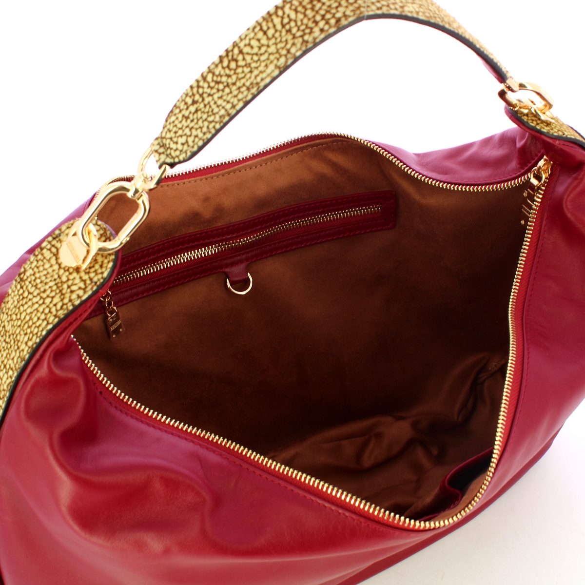 Borbonese Hobo Bag Oyster Large Borgogna OP Naturale - 4 Borbonese Hobo Bag Oyster Large Borgogna OP Naturale - 4