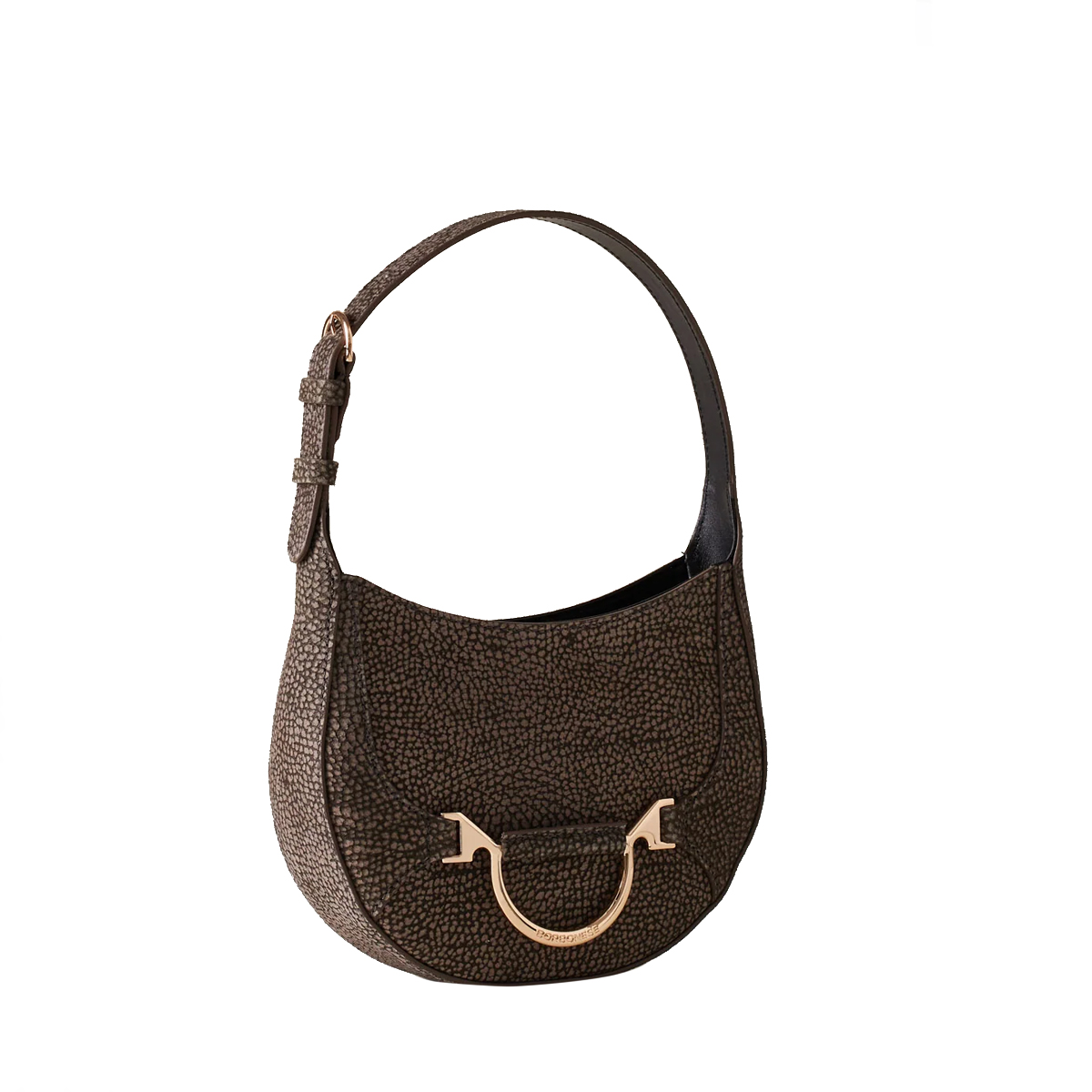 Borbonese Mini Hobo Bag 110 in camoscio Clay Grey - 3