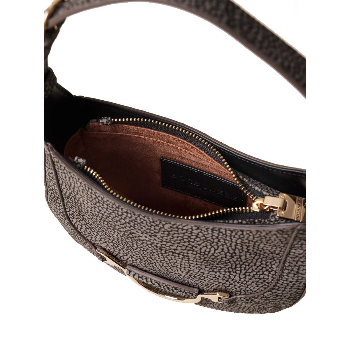 Borbonese Mini Hobo Bag 110 in camoscio Clay Grey - 5