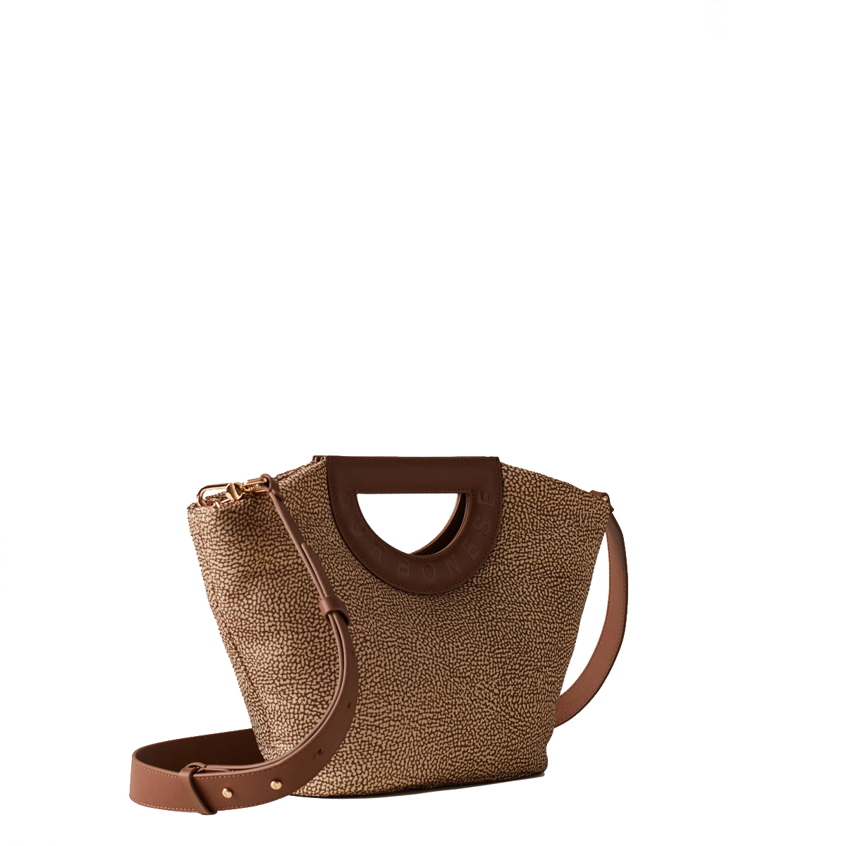 Borbonese Bouche Shopper Small Beige Marrone - 3 Borbonese Bouche Shopper Small Beige Marrone - 3