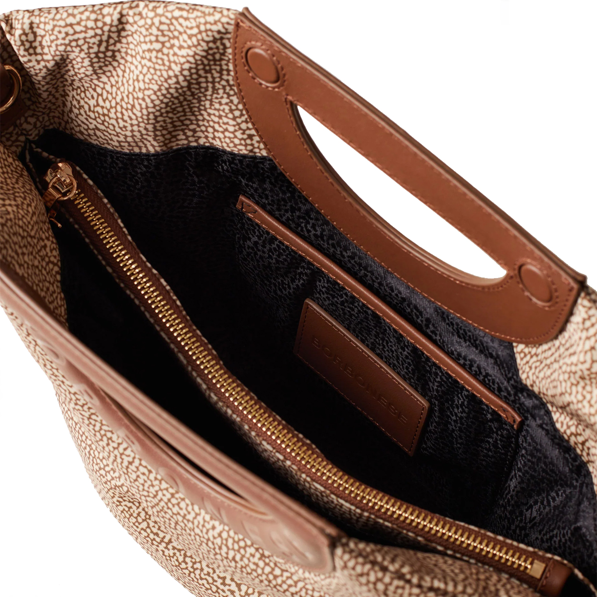 Borbonese Bouche Shopper Small Beige Marrone - 5 Borbonese Bouche Shopper Small Beige Marrone - 5