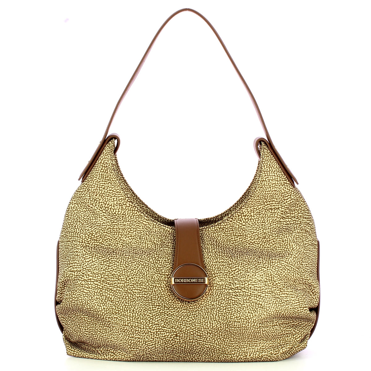 Borbonese Borsa a spalla Eclipse Hobo Medium Beige Marrone - 1