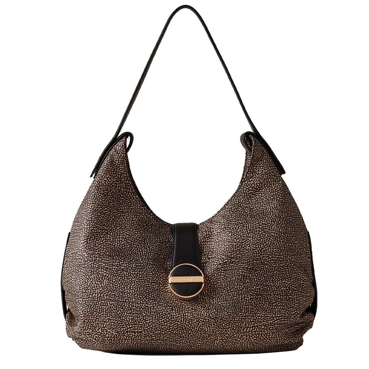 Borbonese Borsa a spalla Eclipse Hobo Medium OP Naturale Nero - 1