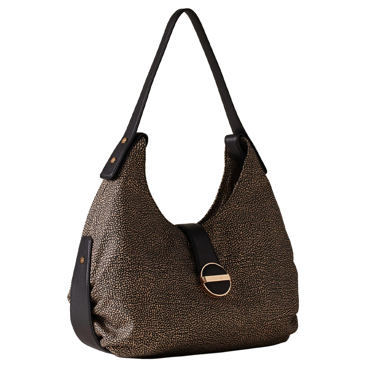 Borbonese Borsa a spalla Eclipse Hobo Medium OP Naturale Nero - 3
