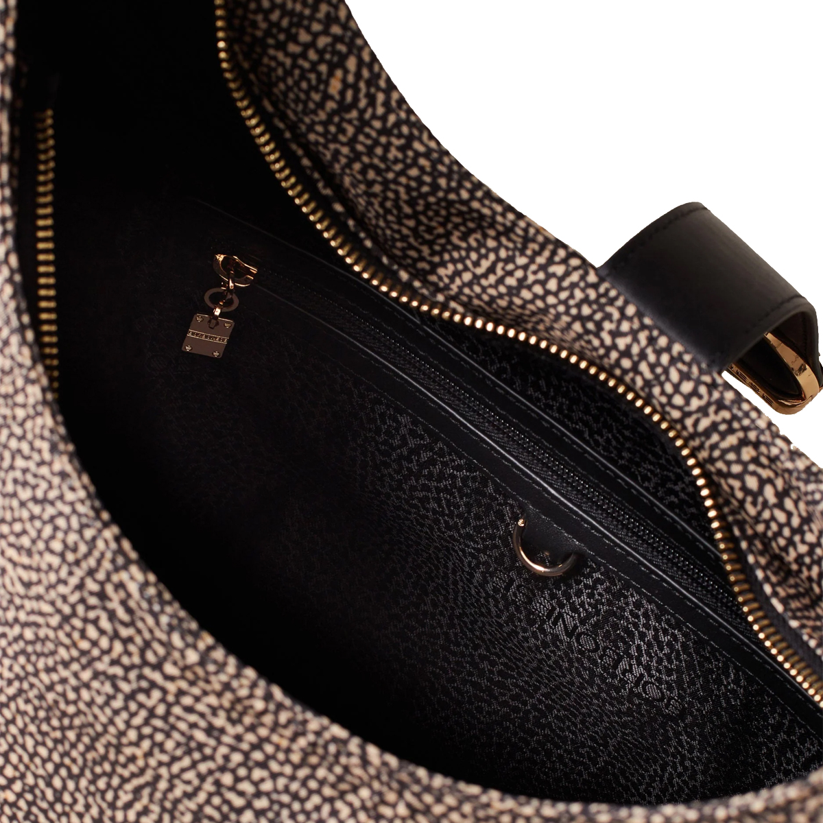 Borbonese Borsa a spalla Eclipse Hobo Medium OP Naturale Nero - 5