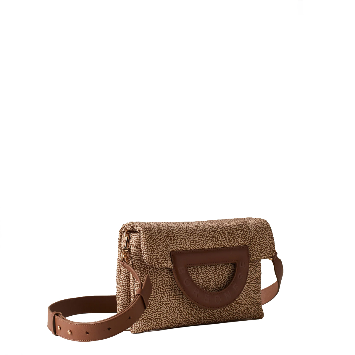 Borbonese Bouche Tracolla Small Beige Marrone - 3