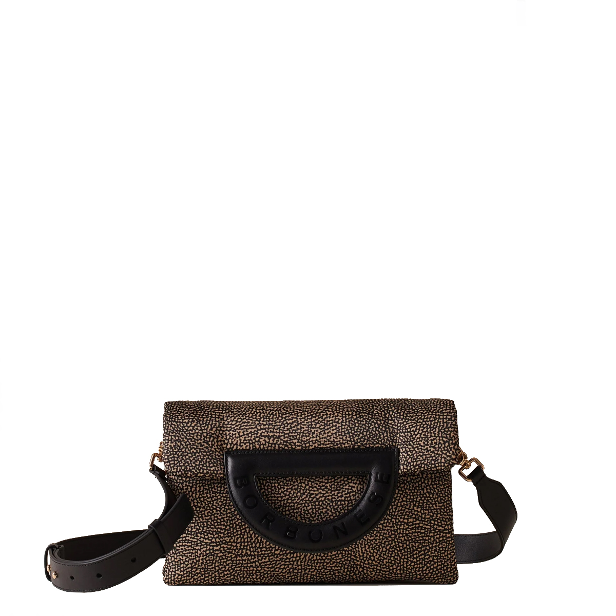 Borbonese Bouche Tracolla Small OP Naturale Nero - 1 Borbonese Bouche Tracolla Small OP Naturale Nero - 1
