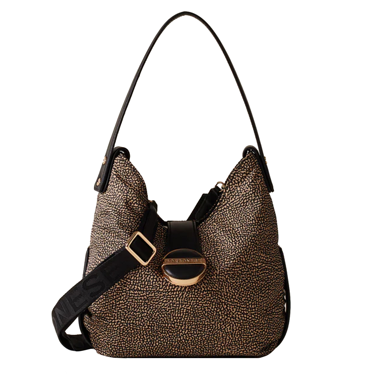 Borbonese Borsa a spalla Eclipse Hobo Small OP Naturale Nero - 1