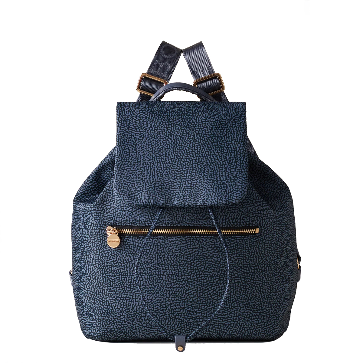 Borbonese Medium Denim Recycled Nylon Backpack - 1 Borbonese Medium Denim Recycled Nylon Backpack - 1