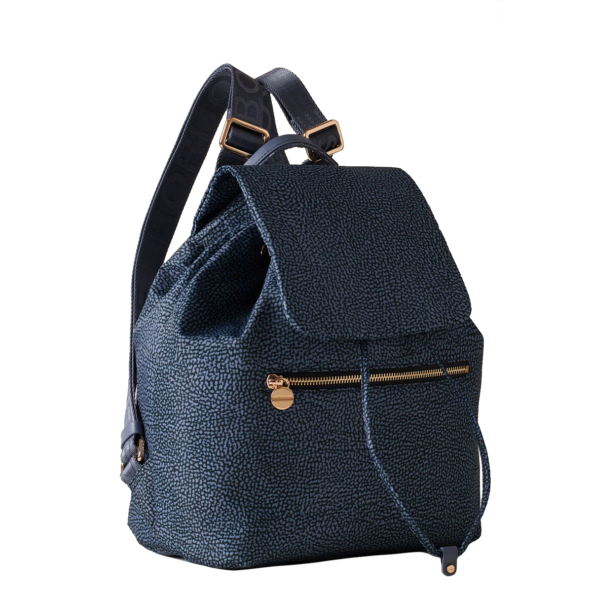 Borbonese Medium Denim Recycled Nylon Backpack - 3 Borbonese Medium Denim Recycled Nylon Backpack - 3