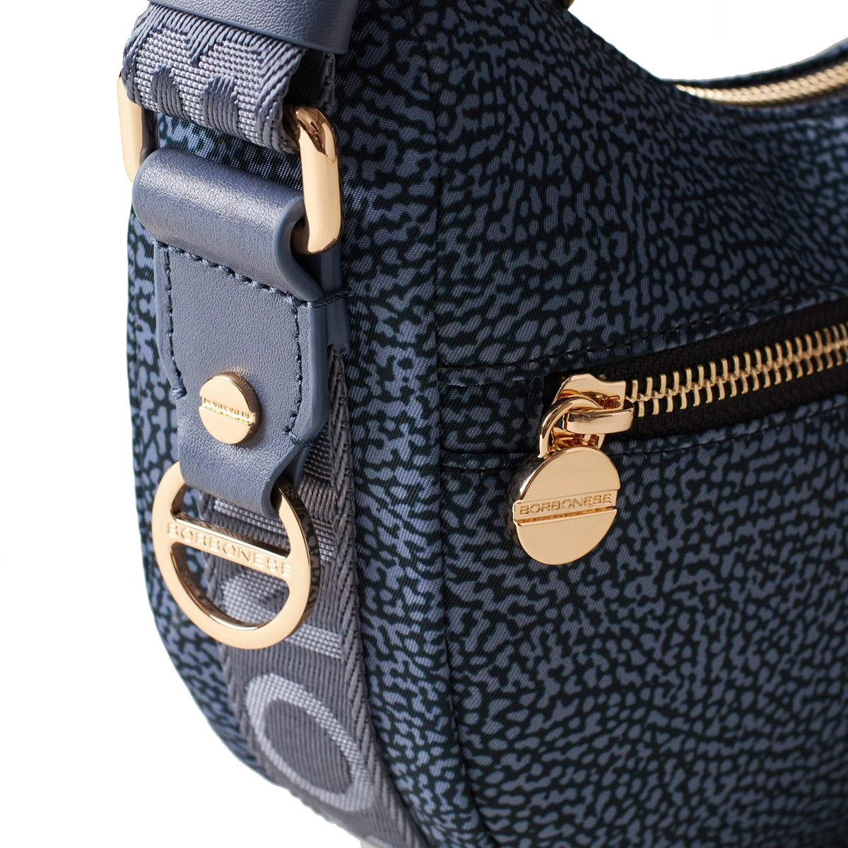 Borbonese Luna Denim Recycled Nylon Minibag with pocket - 6