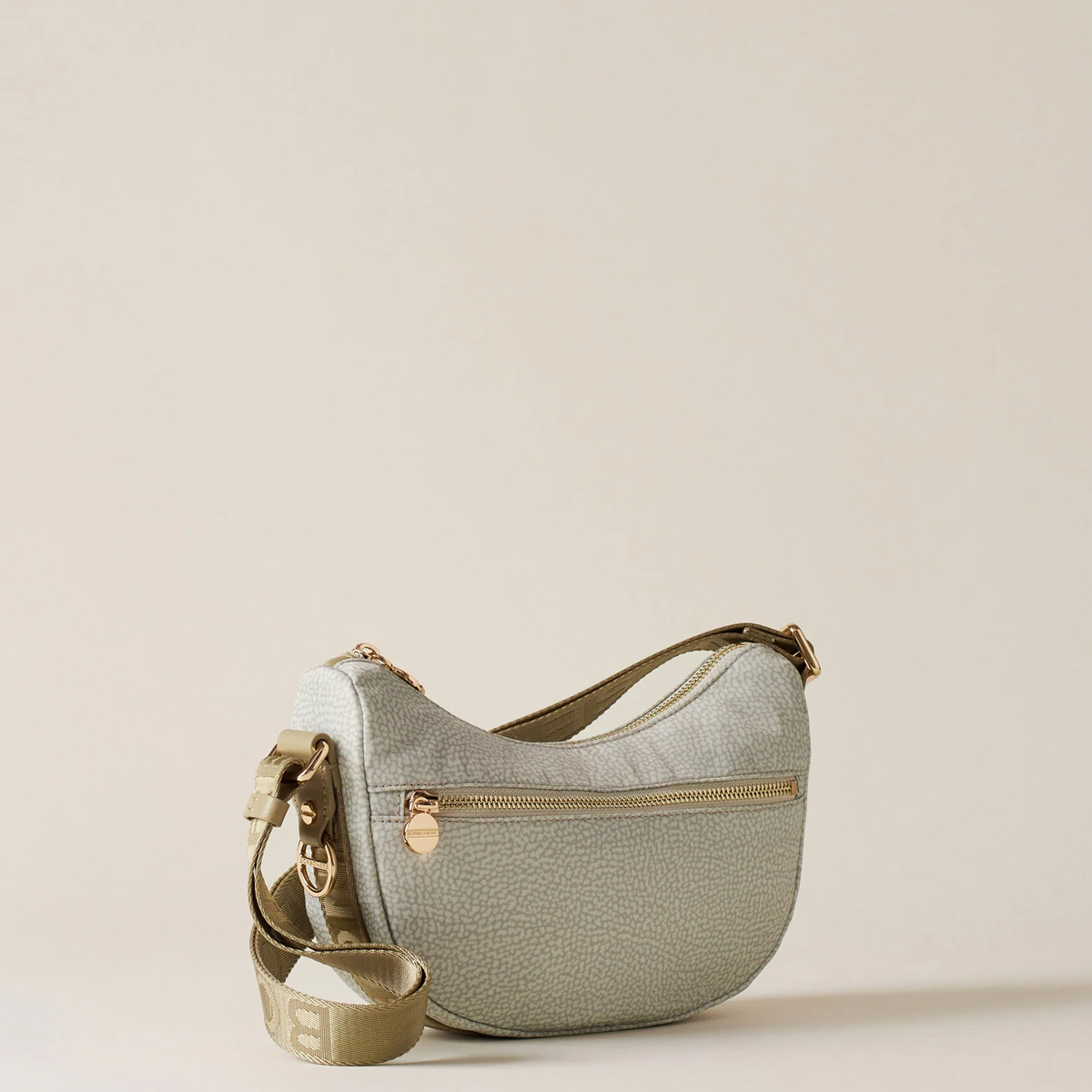 Borbonese Luna Kaki Recycled Nylon Minibag with pocket - 3
