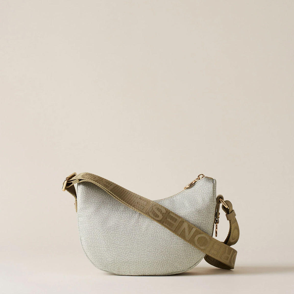 Borbonese Luna Kaki Recycled Nylon Minibag with pocket - 4