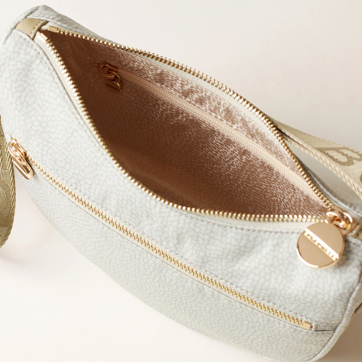 Borbonese Luna Kaki Recycled Nylon Minibag with pocket - 5