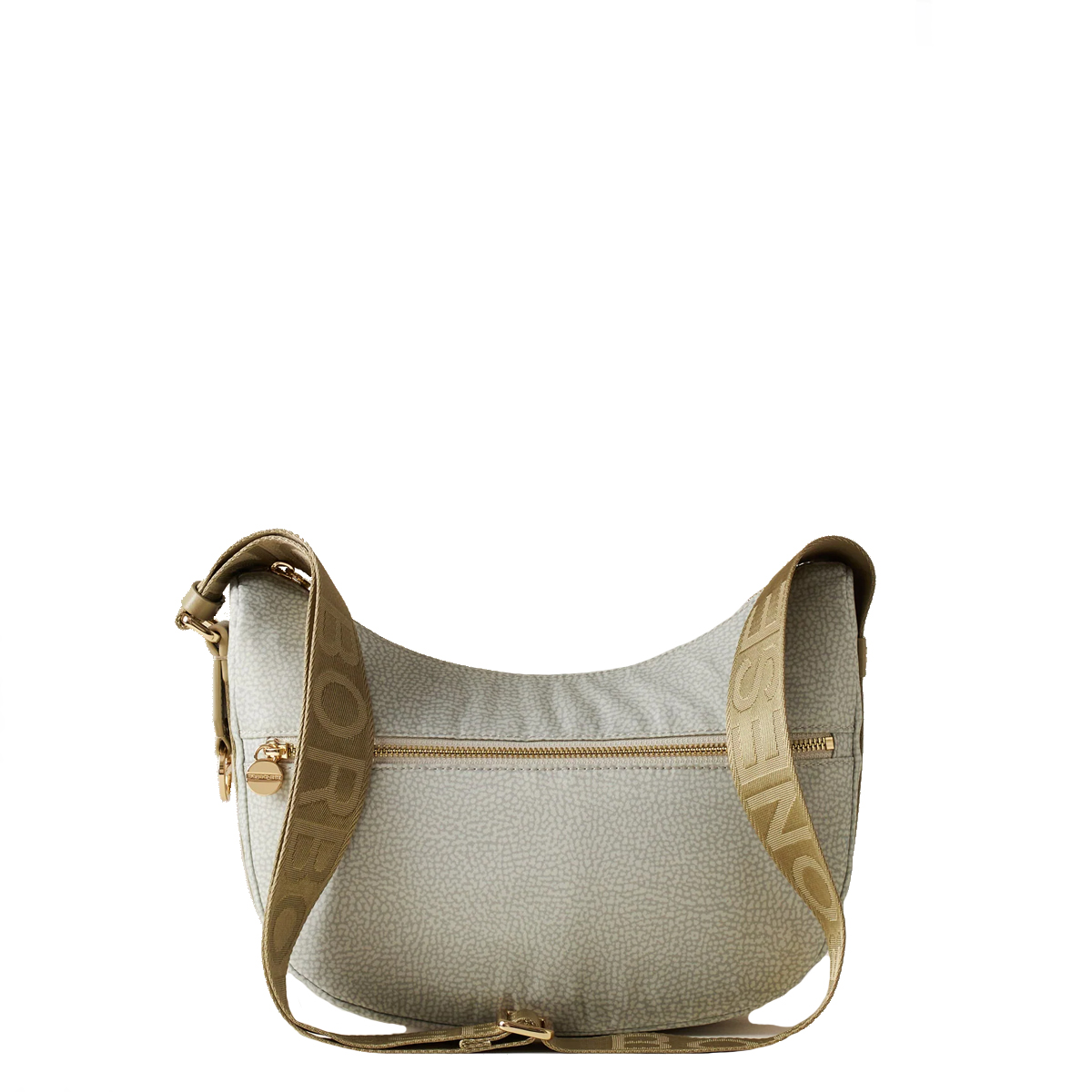 Borbonese Luna Small Kaki Recycled Nylon Bag with pocket - 1