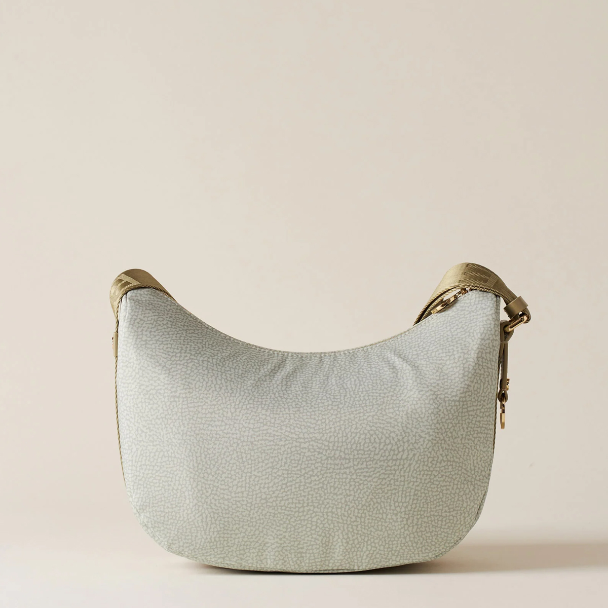 Borbonese Luna Small Kaki Recycled Nylon Bag with pocket - 4
