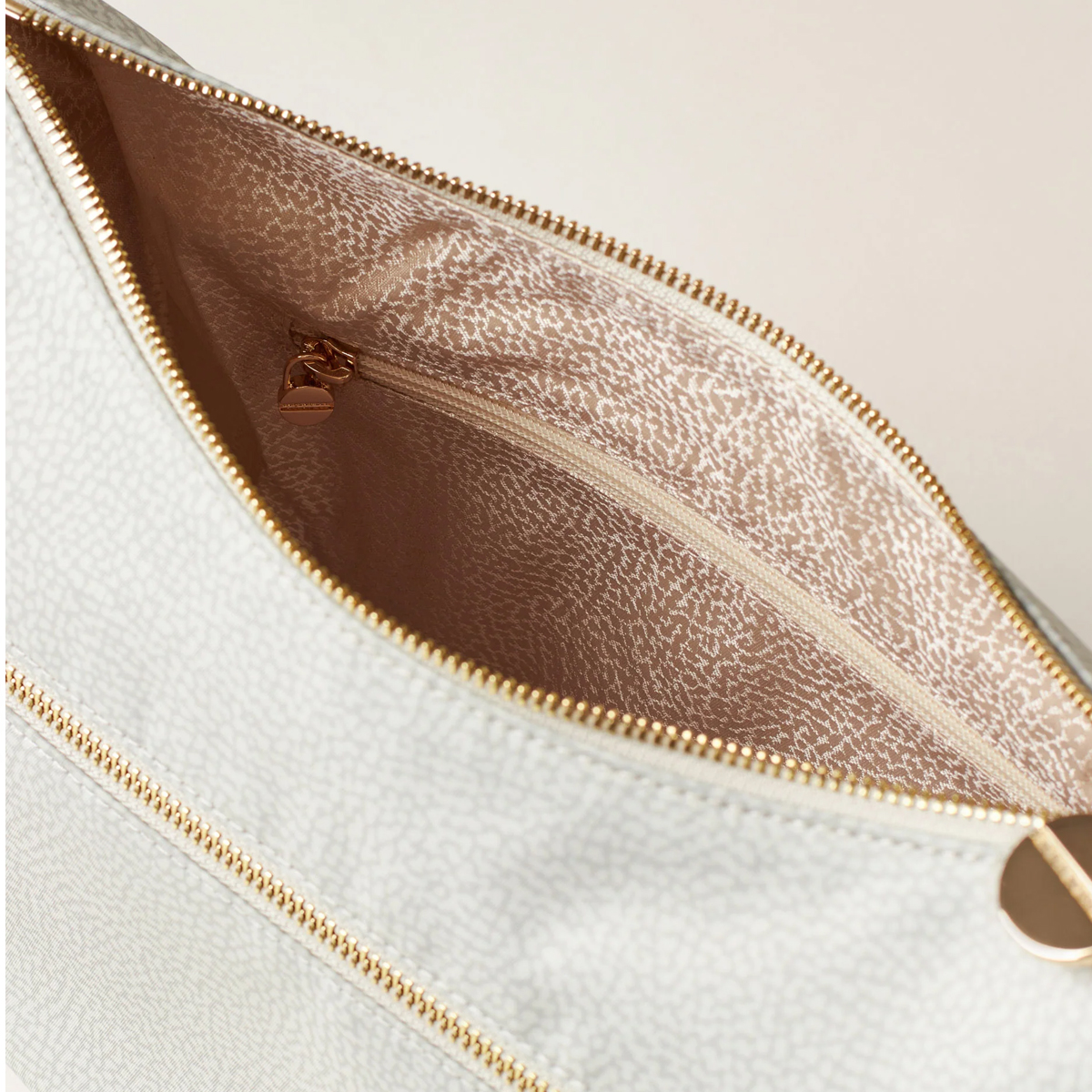 Borbonese Luna Small Kaki Recycled Nylon Bag with pocket - 5
