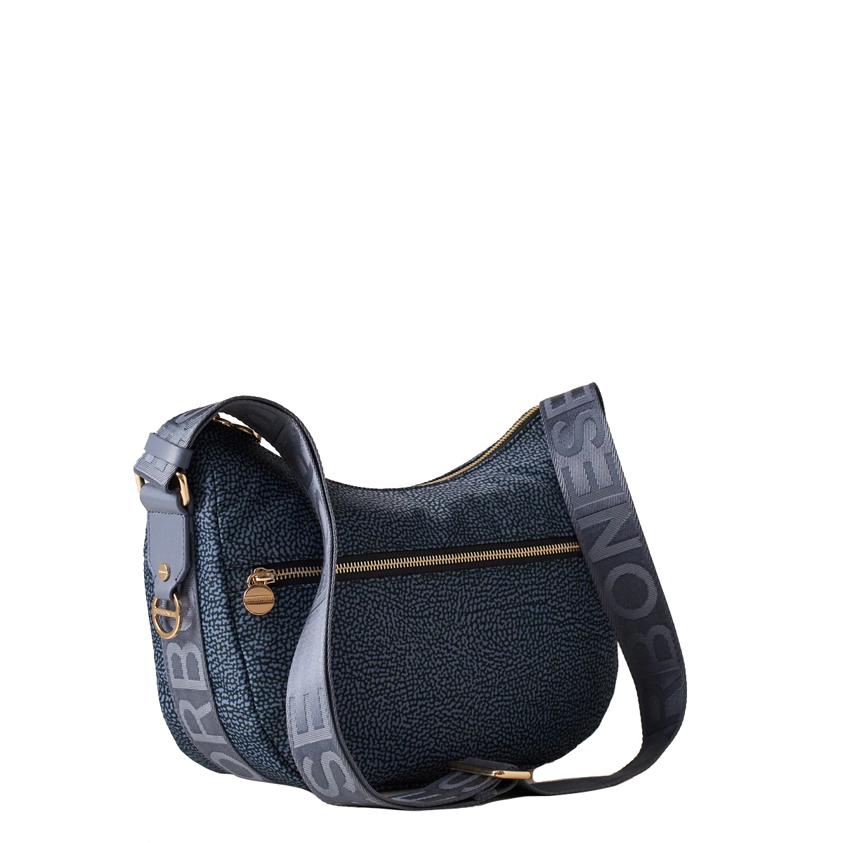 Borbonese Borsa Luna Bag Small con taschino in Nylon Riciclato Denim - 3