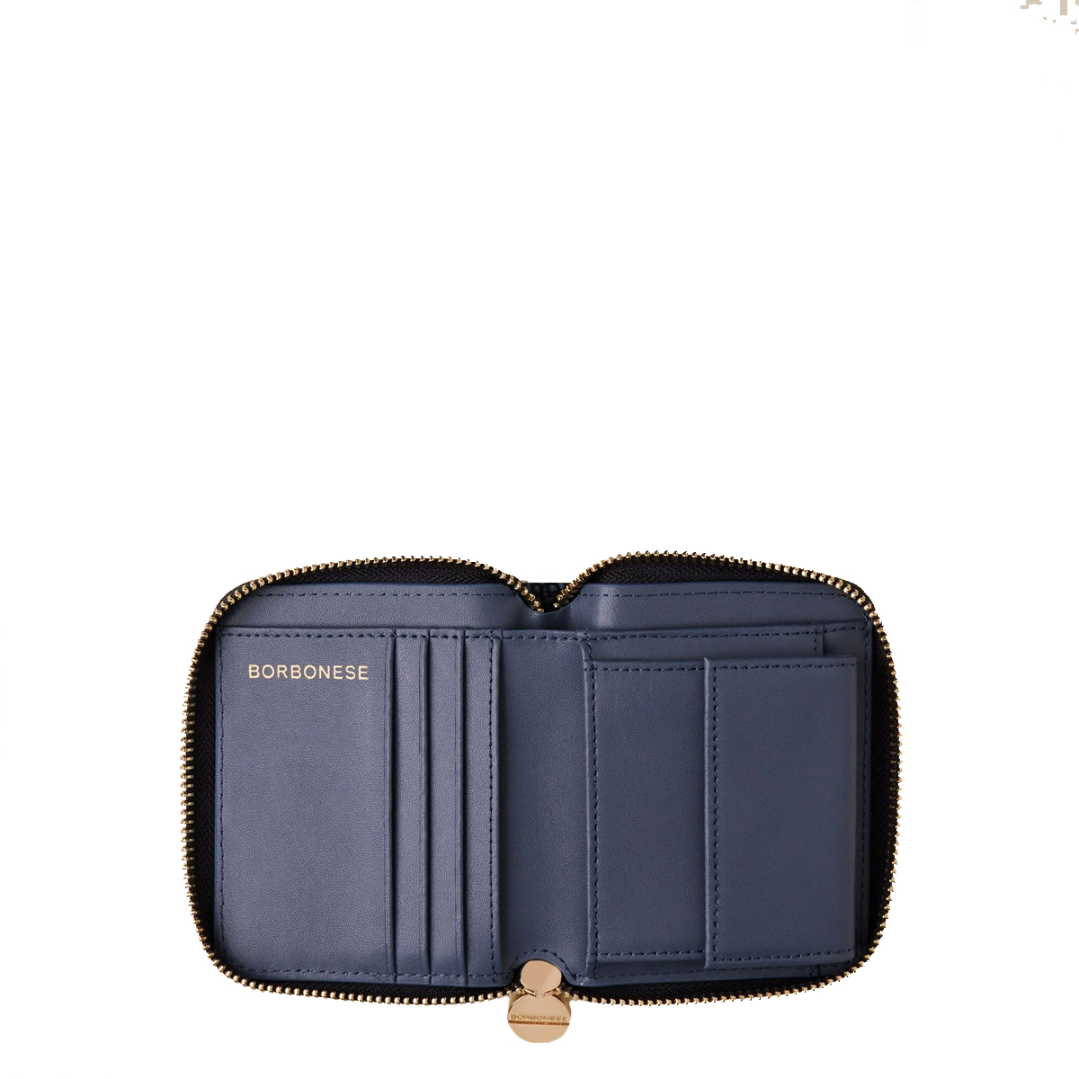 Borbonese Zip Around Medium Wallet with RFID made of Denim Recycled Nylon - 2