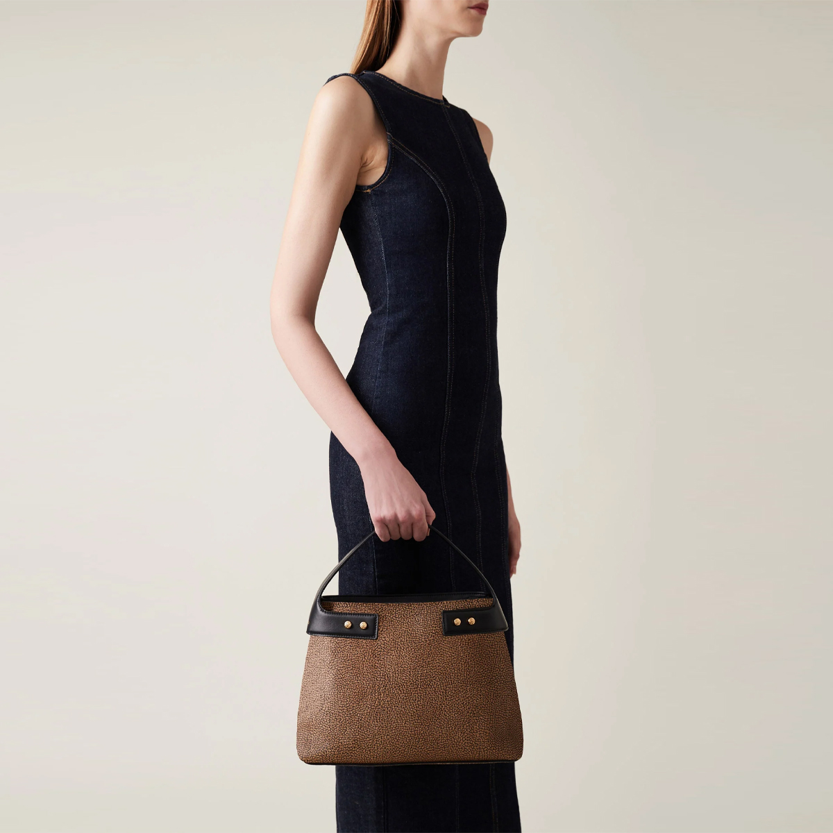 Borbonese Borsa a mano Armor Medium OP Naturale Nero - 2