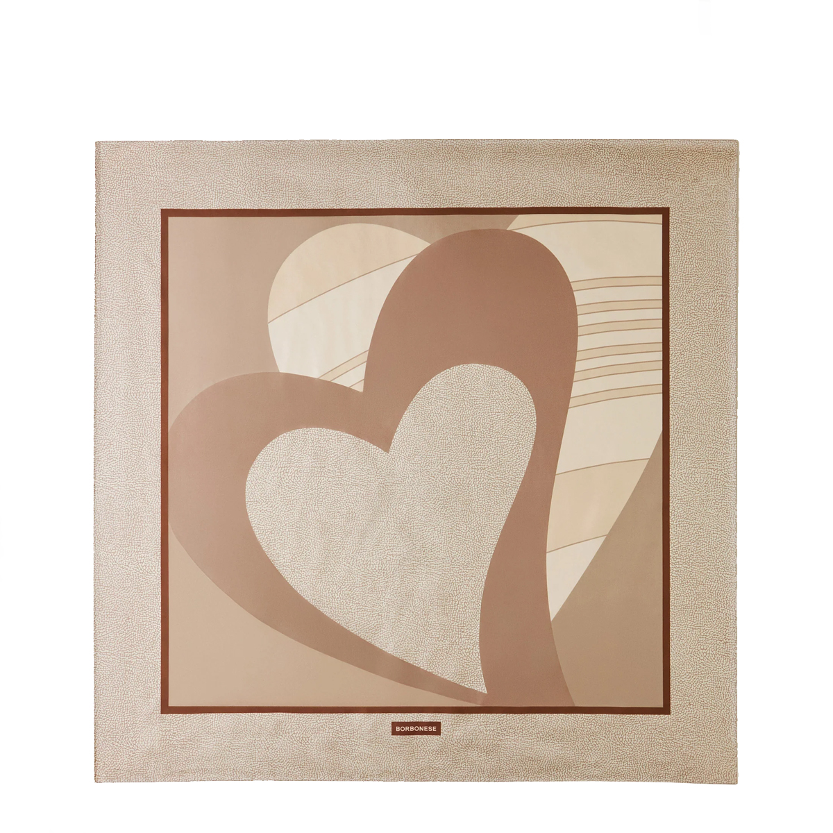 Borbonese Foulard con cuori Sabbia Beige - 1 Borbonese Foulard con cuori Sabbia Beige - 1