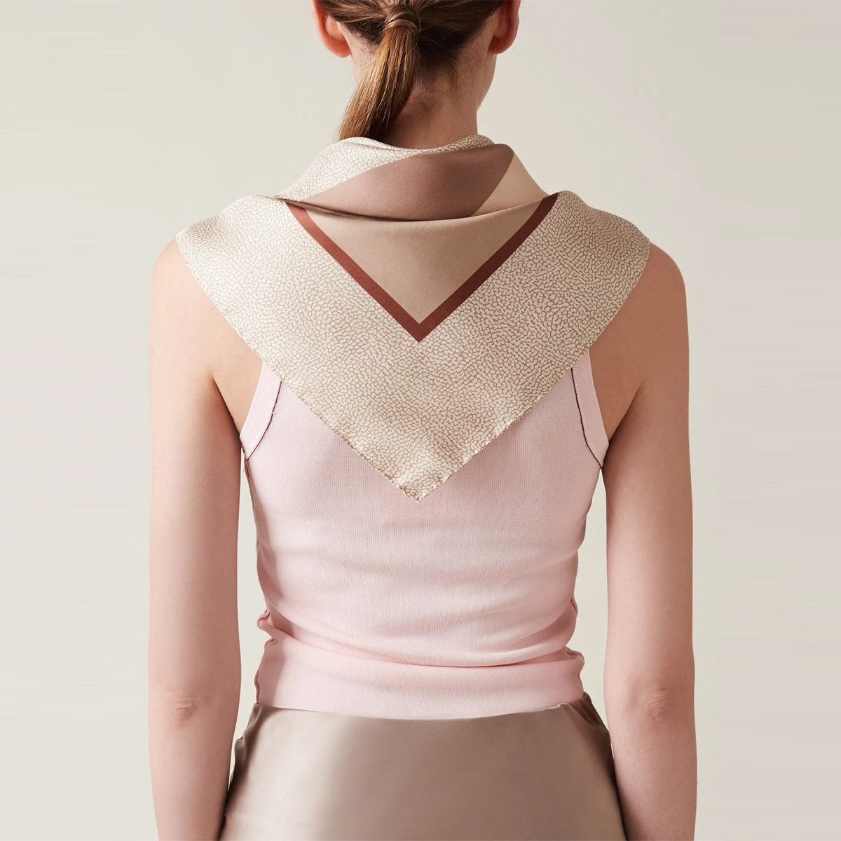 Borbonese Foulard con cuori Sabbia Beige - 2 Borbonese Foulard con cuori Sabbia Beige - 2