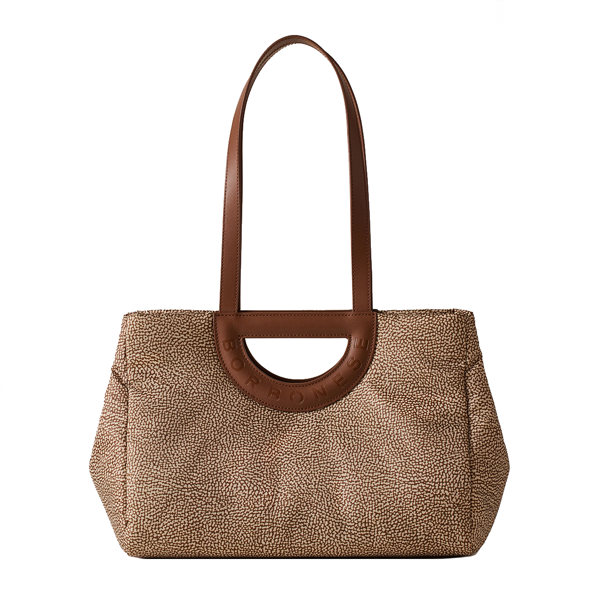 Borbonese Bouche Shopper Medium Beige Marrone - 1 Borbonese Bouche Shopper Medium Beige Marrone - 1