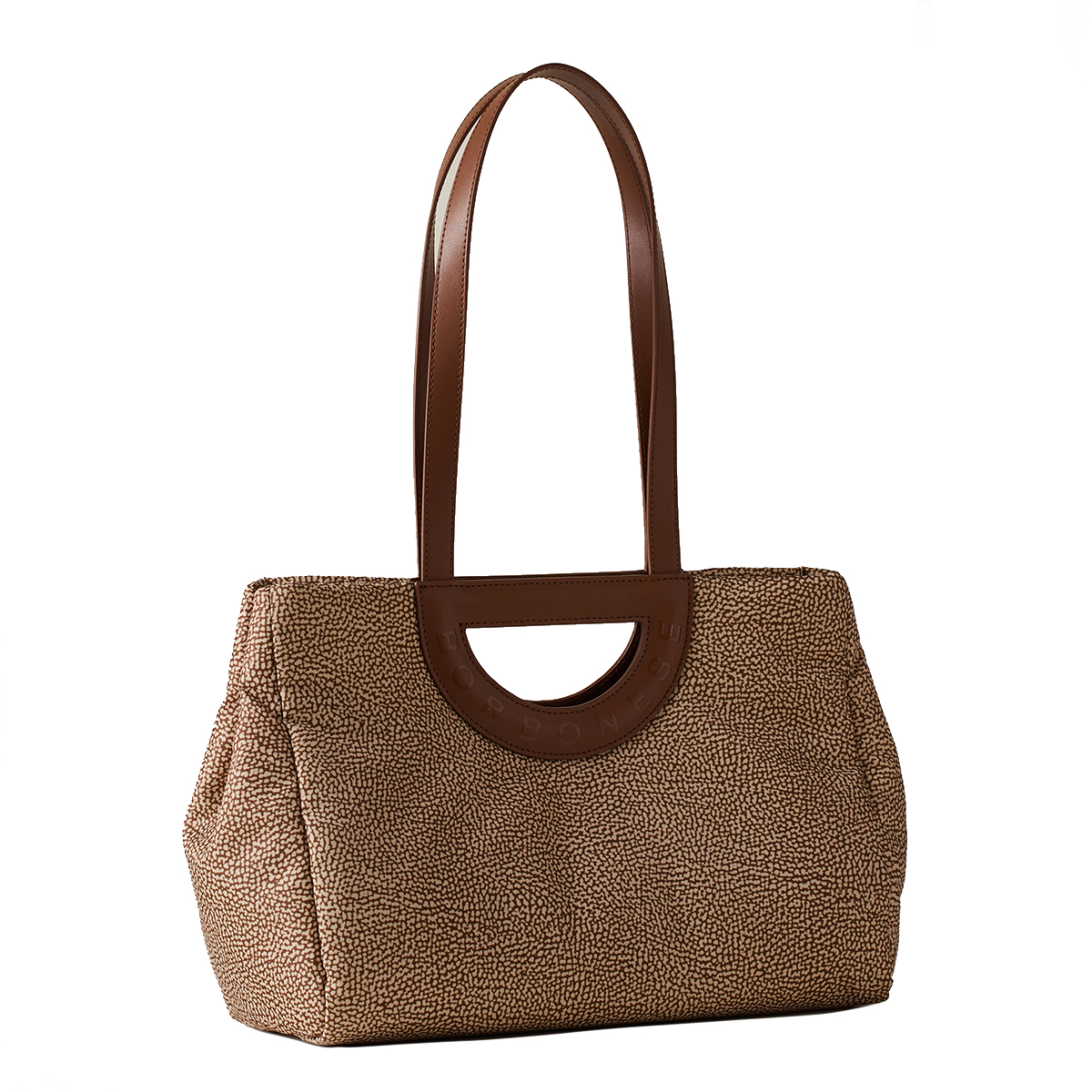 Borbonese Bouche Shopper Medium Beige Marrone - 2 Borbonese Bouche Shopper Medium Beige Marrone - 2