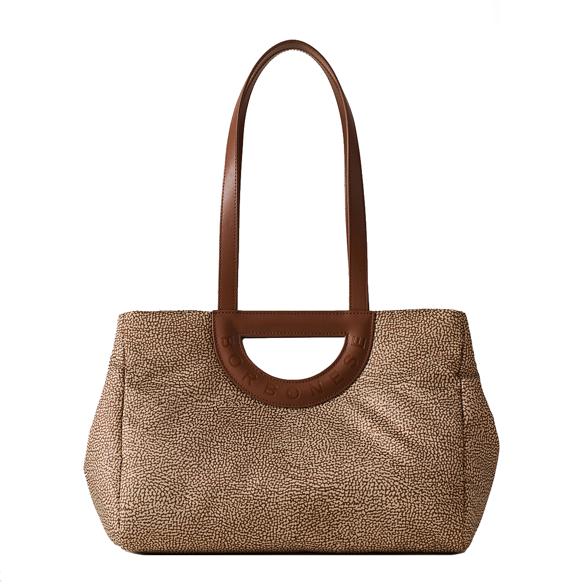 Borbonese Bouche Shopper Medium Beige Marrone - 3 Borbonese Bouche Shopper Medium Beige Marrone - 3