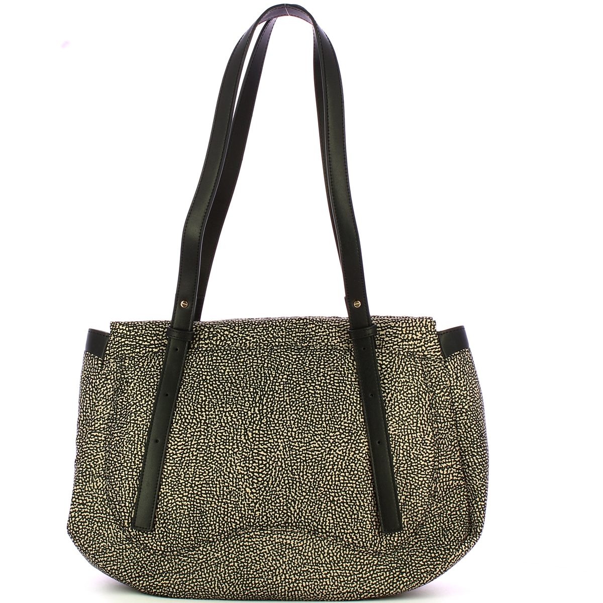 Borbonese Shopping Medium OP Naturale Nero Shoulder Bag - 3 Borbonese Shopping Medium OP Naturale Nero Shoulder Bag - 3