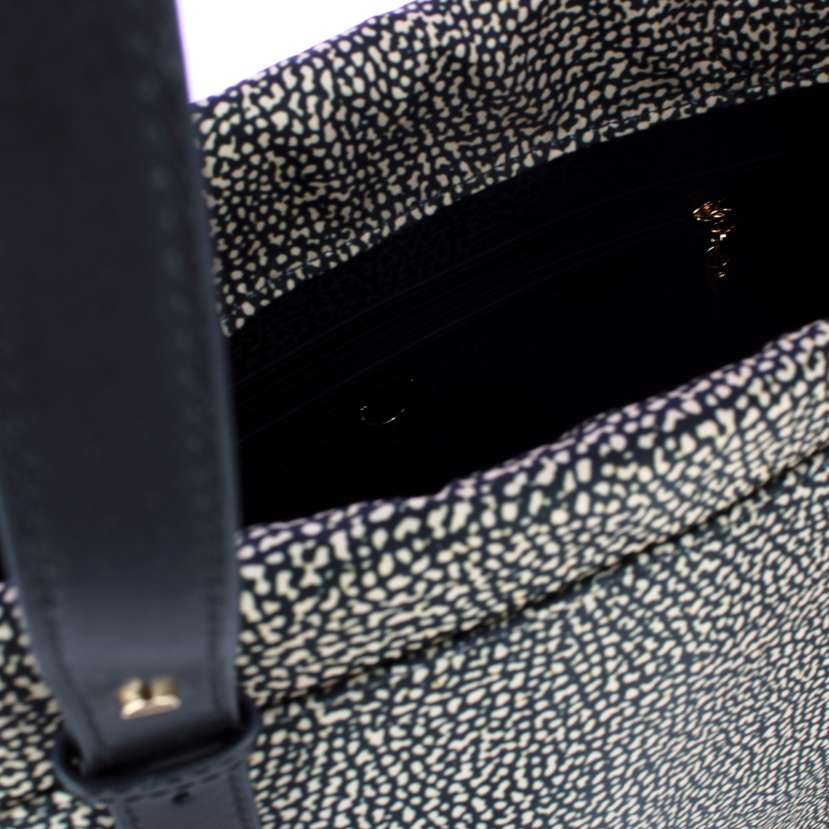 Borbonese Shopping Medium OP Naturale Nero Shoulder Bag - 4 Borbonese Shopping Medium OP Naturale Nero Shoulder Bag - 4