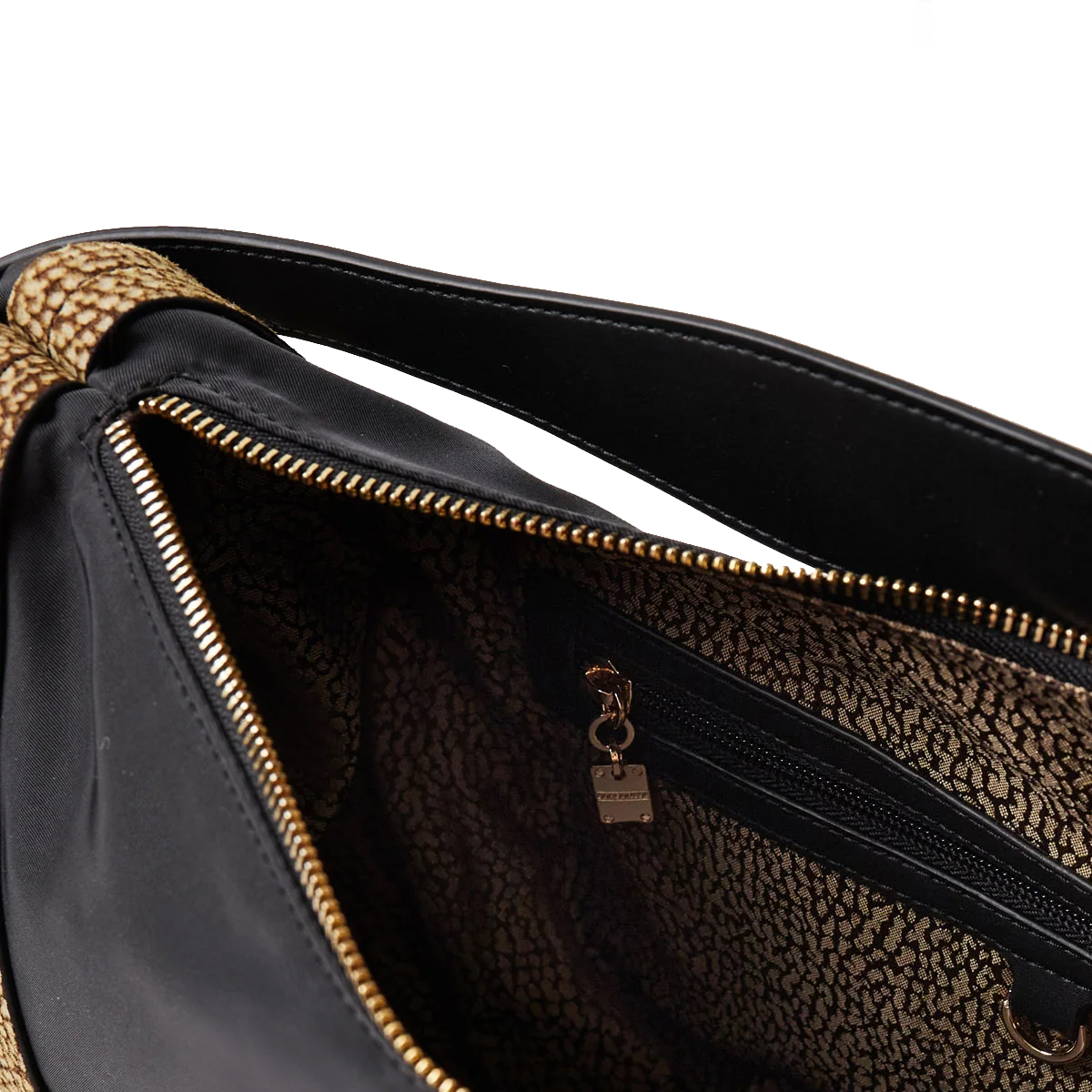 Borbonese Hobo Bag New Orbit Medium Nero OP Naturale - 5 Borbonese Hobo Bag New Orbit Medium Nero OP Naturale - 5