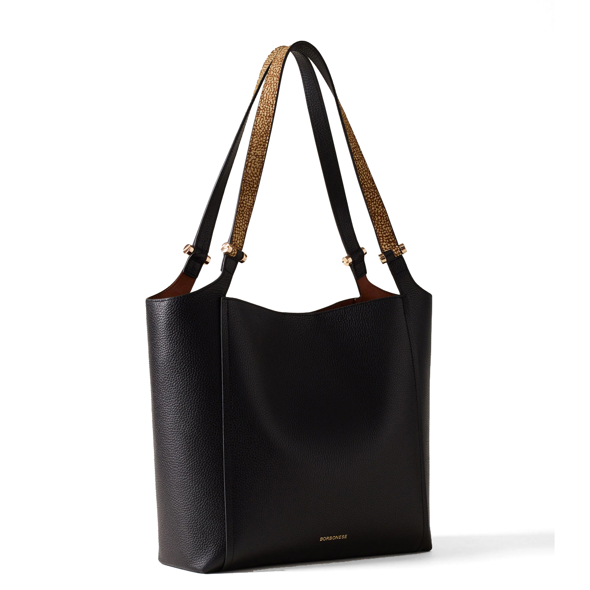 Borbonese Shopper Bolt Nero OP Naturale - 2 Borbonese Shopper Bolt Nero OP Naturale - 2