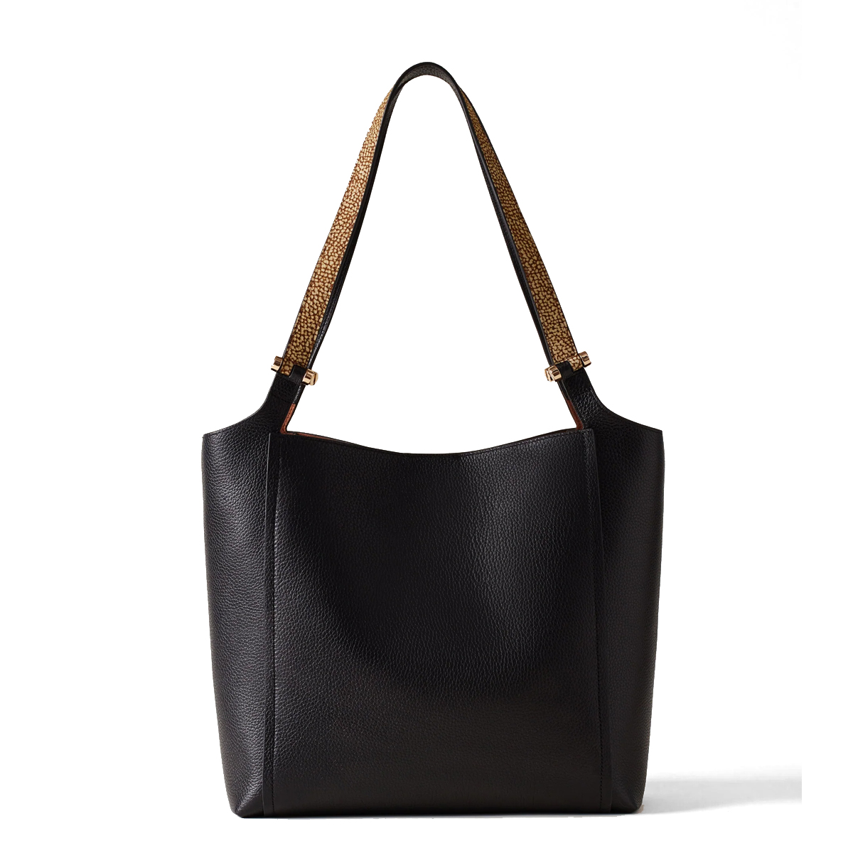 Borbonese Shopper Bolt Nero OP Naturale - 3 Borbonese Shopper Bolt Nero OP Naturale - 3