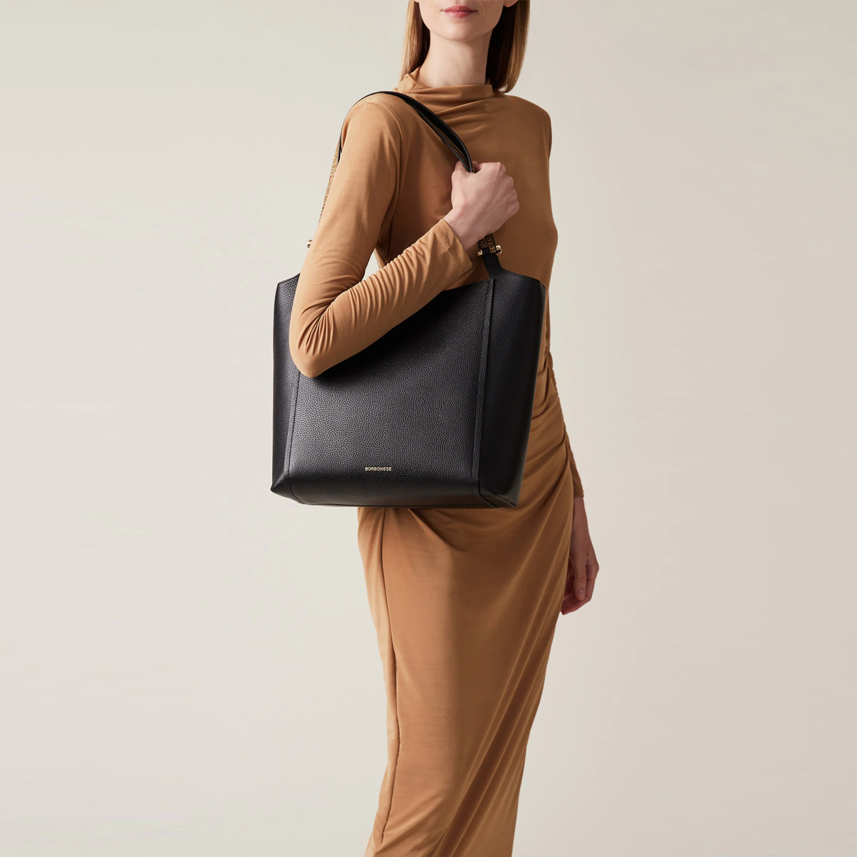Borbonese Shopper Bolt Nero OP Naturale - 5 Borbonese Shopper Bolt Nero OP Naturale - 5