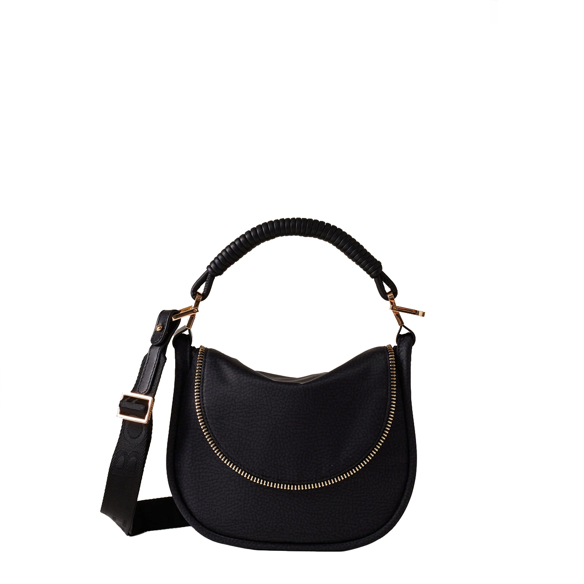 Borbonese Hobo Horseback Small Dark Black - 1