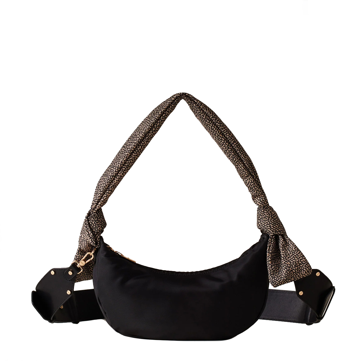Borbonese Hobo Mini Nero OP Naturale - 1 Borbonese Hobo Mini Nero OP Naturale - 1