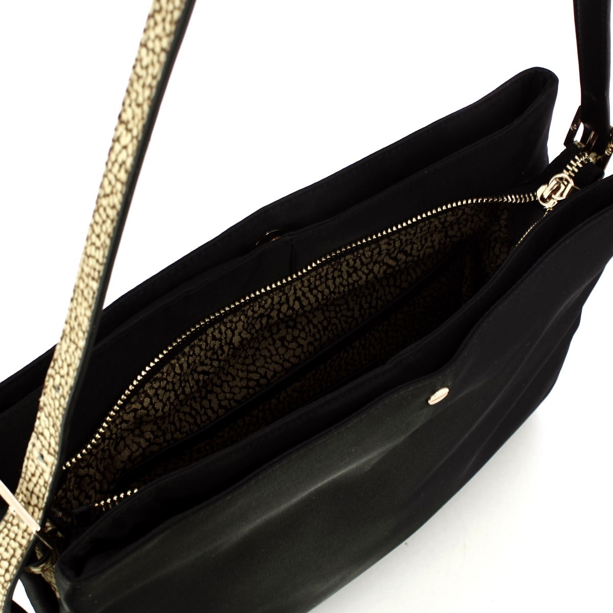 Borbonese Borsa a spalla Hobo S Nero OP Naturale - 4