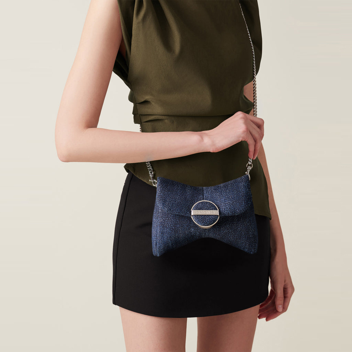 Borbonese Mini Borsa a tracolla Denim Legacy Blu - 6