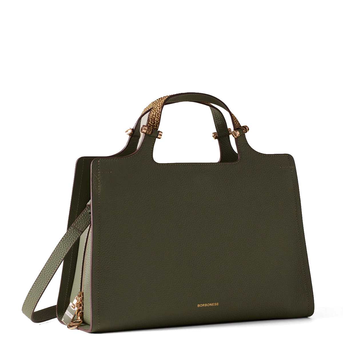 Borbonese Bauletto Bolt Medium Oliva OP Naturale - 2