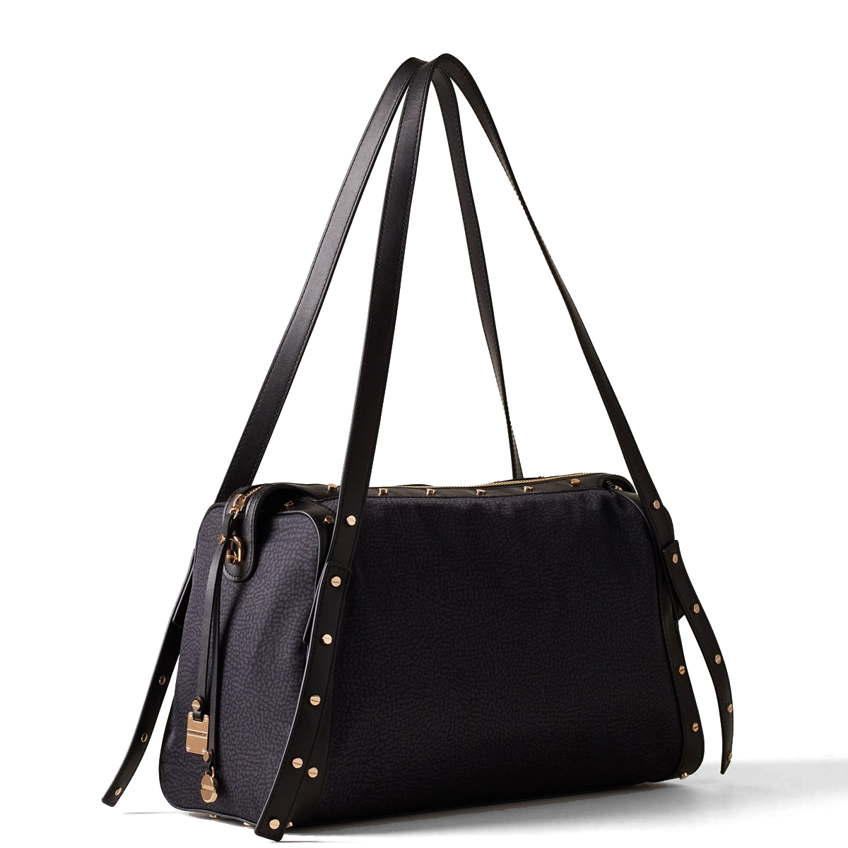 Borbonese Bauletto Metropole Medium Dark Black - 2 Borbonese Bauletto Metropole Medium Dark Black - 2