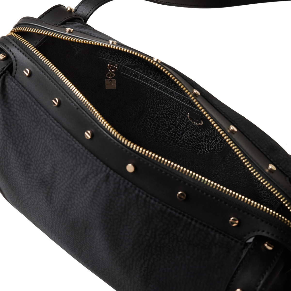 Borbonese Bauletto Metropole Medium Dark Black - 4 Borbonese Bauletto Metropole Medium Dark Black - 4