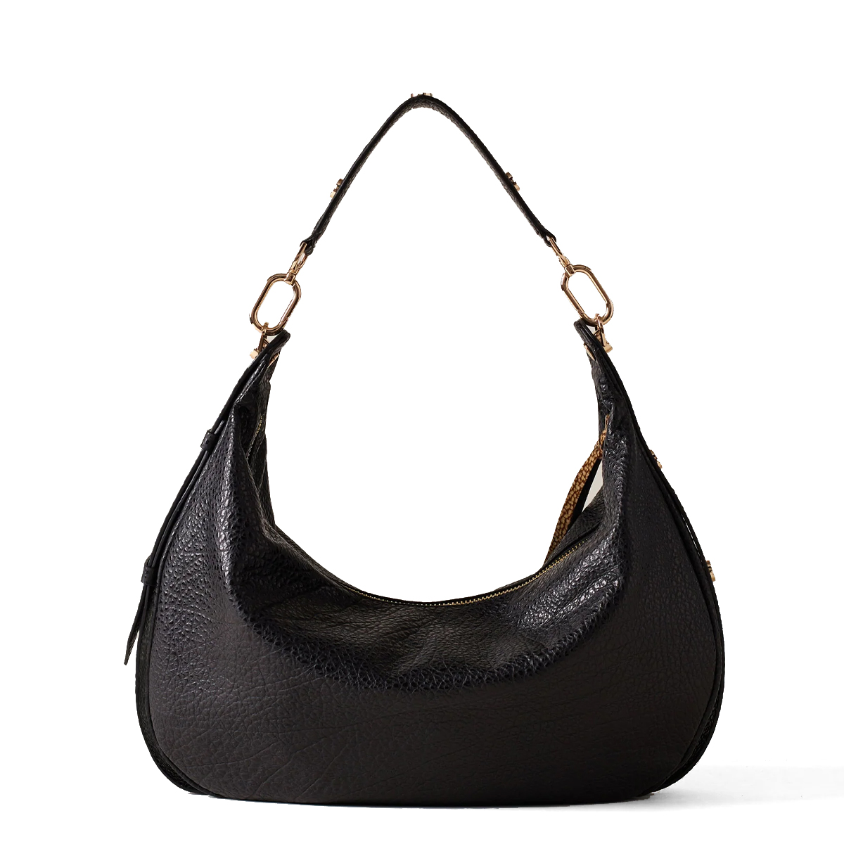 Borbonese Hobo Bag Oyster Medium in pelle Nero - 3